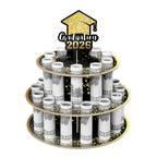 2026 Graduation Money Gift Holder, Celebration Cash Cake Stand with 24 Bill Slots, Graduation Money Tree for Women Men High School College Congrat Grad, Party Display Decorative - Black and Gold Black Gold (Pack of 1)