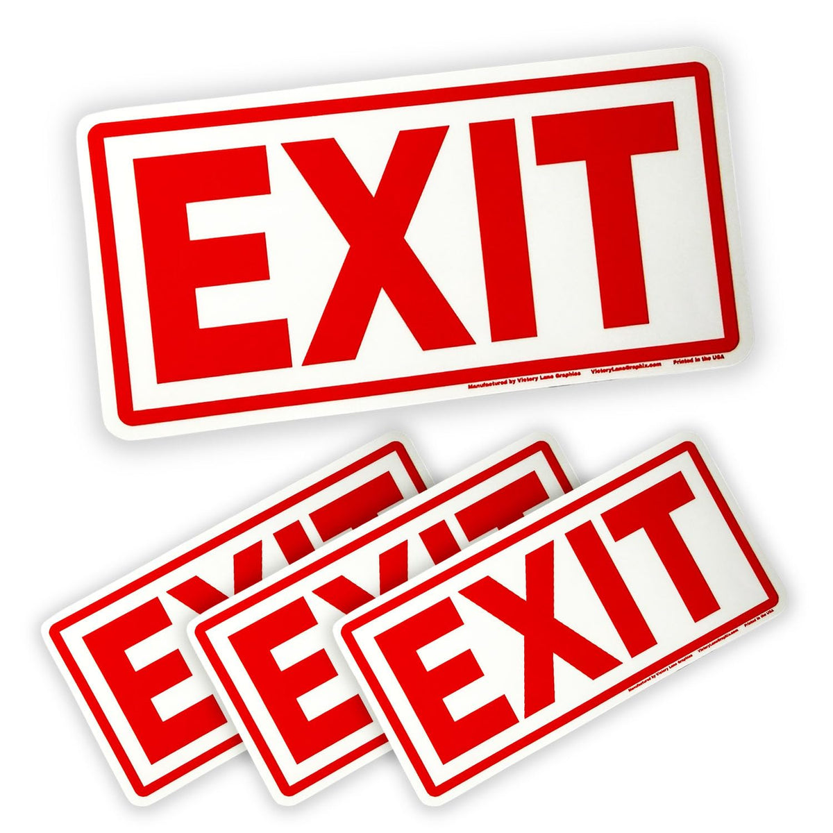 EXIT Safety Labels – 3.5 x 7 Inch Industrial Vinyl Exit Stickers – Emergency Egress Marking for Doors, Panels & Facilities – 4 Pack