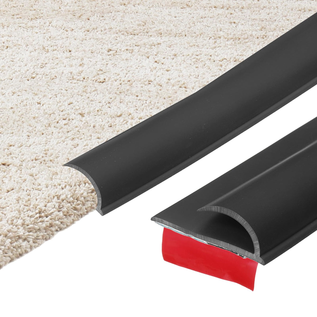uxcell 13.12Ft x 1.38" x 0.39" Carpet to Tile Transition Strip, Self-Adhesive Carpet Edge Strip, PVC Gap Cover, Laminate Edge Trim for Uneven Surfaces, Black 13.12Ft x 1.38" x 0.39"