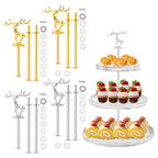 4 Groups Cake Stand Hardware Kits, Zinc Alloy Deer Style Cake Plate Stand, Fitting Smooth Surface Cupcake Holder Hardware Handle for Tea Party