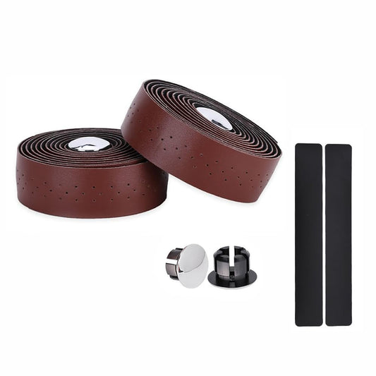 Handlebar Tape – EVA Padding Anti-Slip Grip Wraps for Road & Fixed Gear Bikes | Perforated Breathable Sweat-Absorbent Cycling Handlebar Wrap (Brown)‌