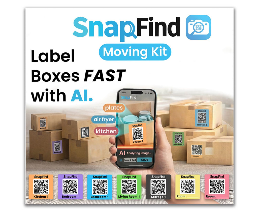 Moving Box Labels, 108 Smart QR Code Stickers, Color-Coded 2.5x2.5