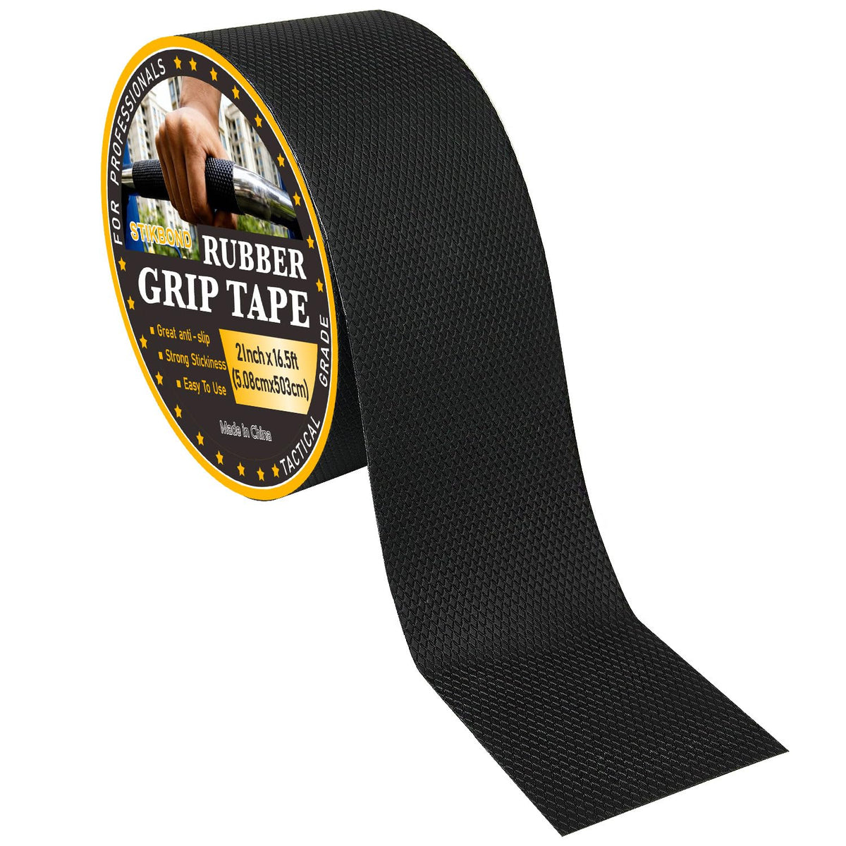 2" x 16.5ft Rubber Grip Tape 1-Pack Anti-Slip Safety Tape with High Density Rubber Material for Tools,Bike Handlebars, Sports Equipment and Handrails 2" x 16.5ft
