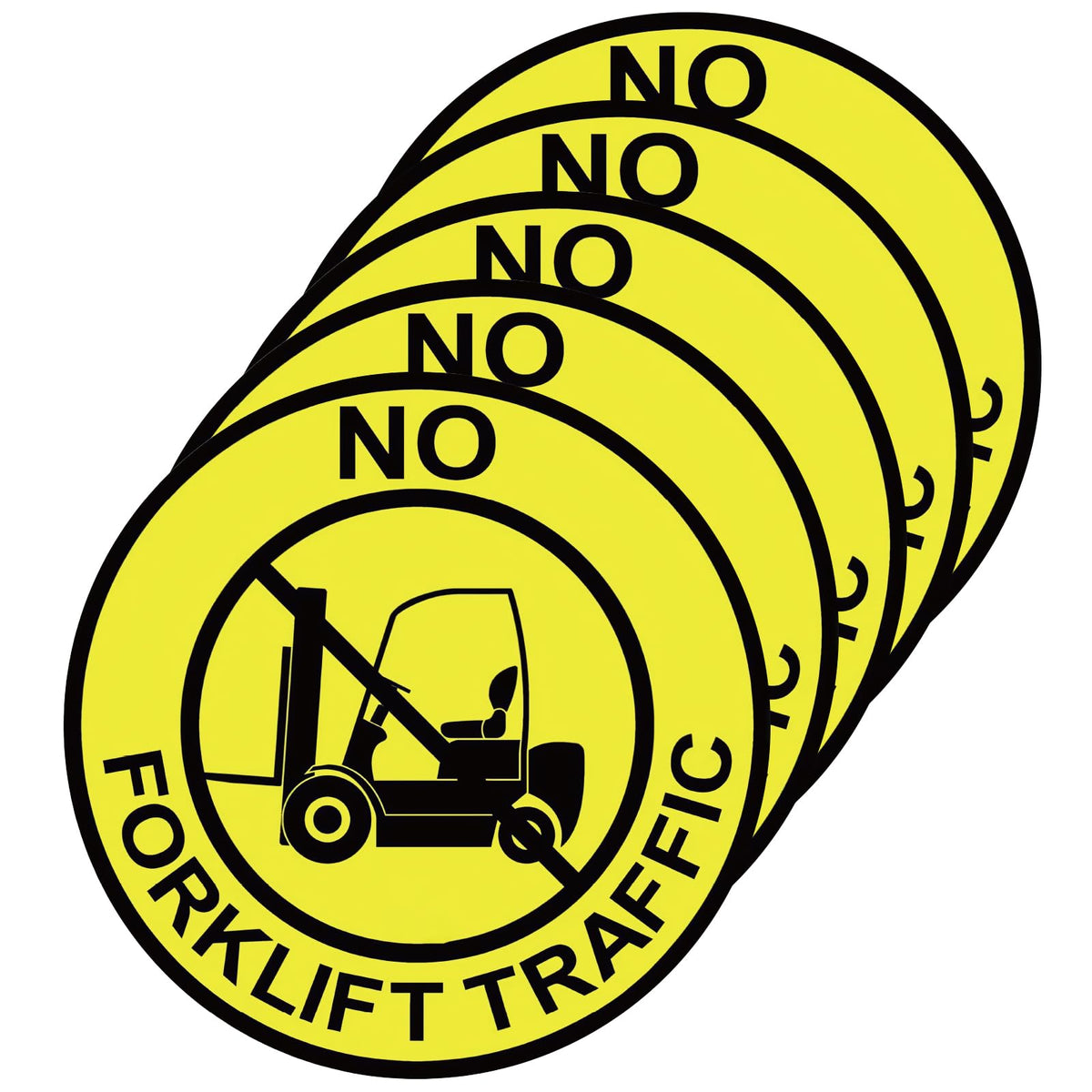 5 Pcs No Forklift Traffic Sign - 12 Inch Forklift Traffic Floor Adhesive Sign for Safety Warning Industrial Sticker for Work Shop Warehouse Office Yellow 5
