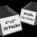 20 PCS Small Acrylic Sign Holder 4x3 inch, Small Acrylic Food Sign Labels for Party Buffet, Retail Price Display Holder, Clear Plastic Table Counter Top Stand for Name Card, Bakery, Wedding, Event Decor 20PCS 4" X 3"(10.1X7.6)
