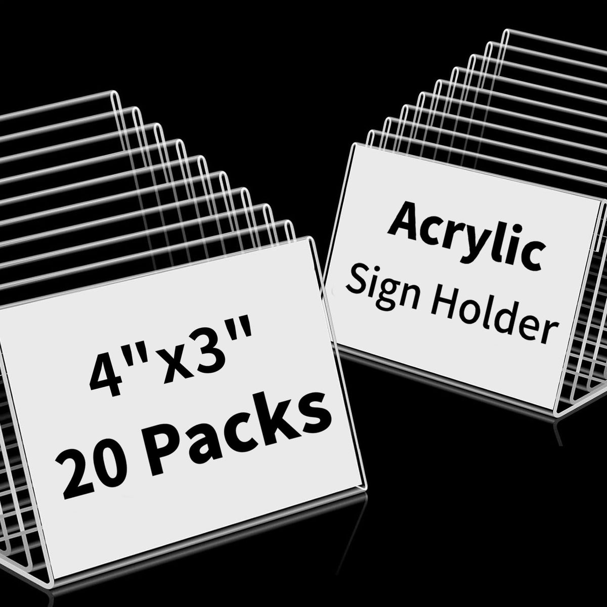 20 PCS Small Acrylic Sign Holder 4x3 inch, Small Acrylic Food Sign Labels for Party Buffet, Retail Price Display Holder, Clear Plastic Table Counter Top Stand for Name Card, Bakery, Wedding, Event Decor 20PCS 4" X 3"(10.1X7.6)