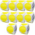 Yellow ChromaLabel 3-inch circle sticker labels on a roll, easy to write on, permanent adhesive, color-coding product for organizing.