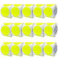 ChromaLabel 3-inch fluorescent yellow round sticker labels, high visibility color-coding dots, removable sticky dots, 15 cases of 500.