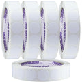Set of five rolls of ChromaLabel 3/4 inch colored circle sticker labels, removable sticky dots for organization and color coding.