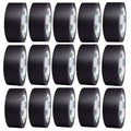 Black BookGuard binding tape, 1.5-inch wide vinyl-coated cotton cloth for book repair, 15-yard length, case of 15 rolls.