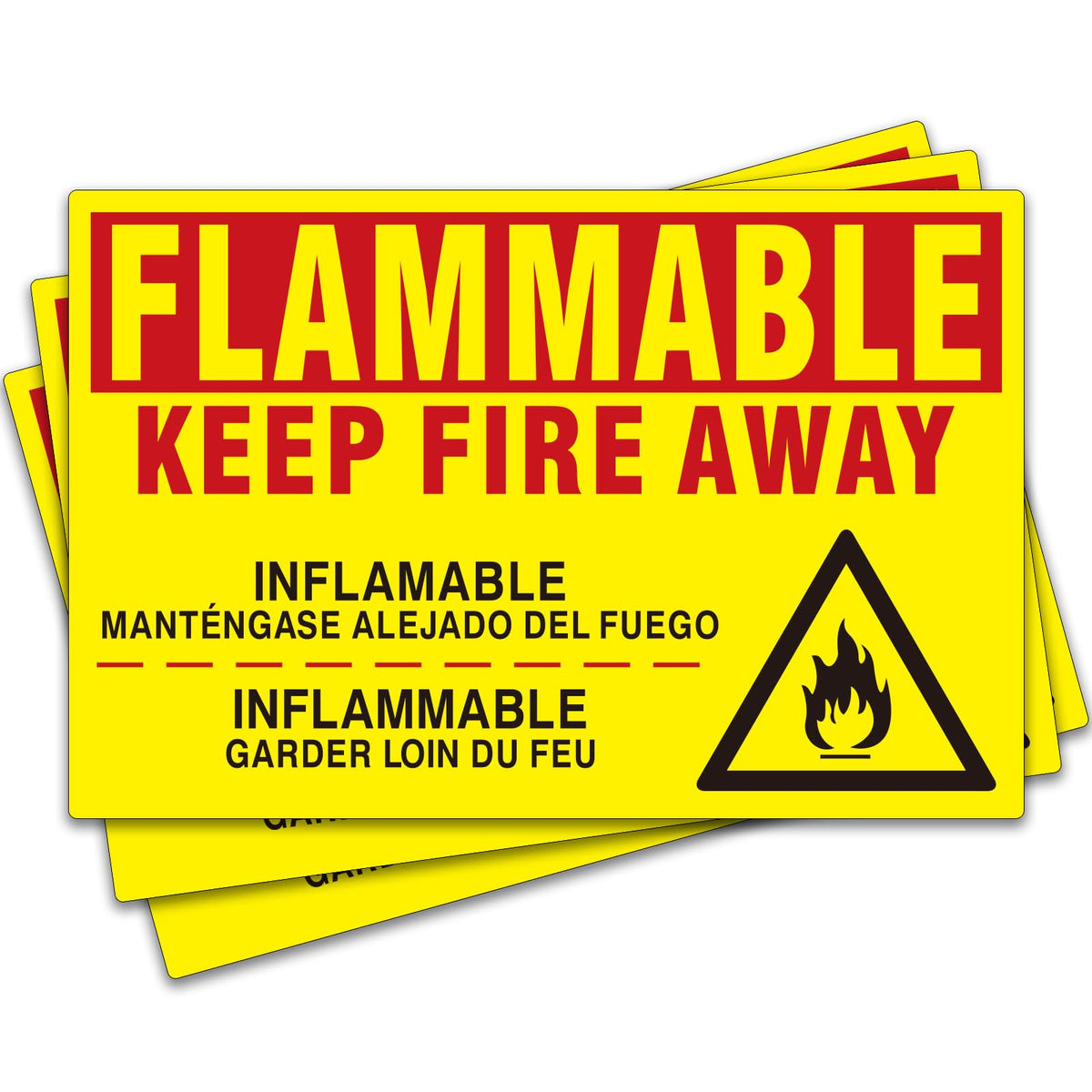 3 Pcs Flammable Keep Fire Away Decal, 9 x 14 Inch