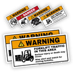 Forklift Safety Labels Kit – 6 Piece Set | Warning Forklift Traffic Stickers (5"x10") + Forklift Safety Decals (2.5"x5") | Heavy Duty Industrial Vinyl Safety Labels for Warehouse & OSHA Compliance