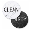 Dishwasher Magnet Clean Dirty Sign, 3.54 Inch Reversible Clean Dirty Magnet for Dishwasher, Waterproof Double Sided Black White Marble Indicator, Kitchen Accessories, 1 Pack