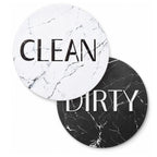 Dishwasher Magnet Clean Dirty Sign, 3.54 Inch Reversible Clean Dirty Magnet for Dishwasher, Waterproof Double Sided Black White Marble Indicator, Kitchen Accessories, 1 Pack