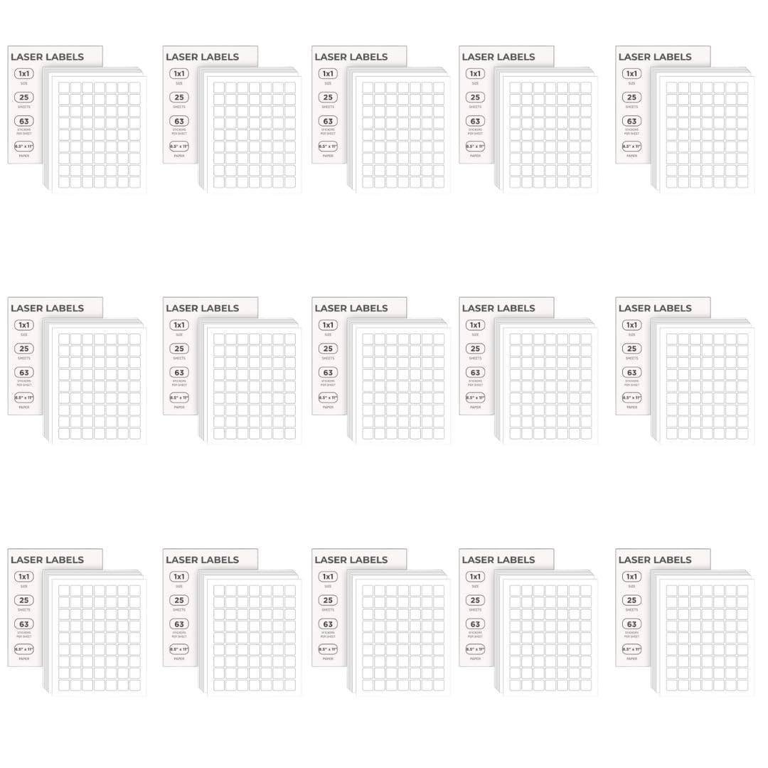 ChromaLabel 1x1 inch printable color-coding labels on white sheets, compatible with inkjet printers, with permanent adhesive, case of 15.
