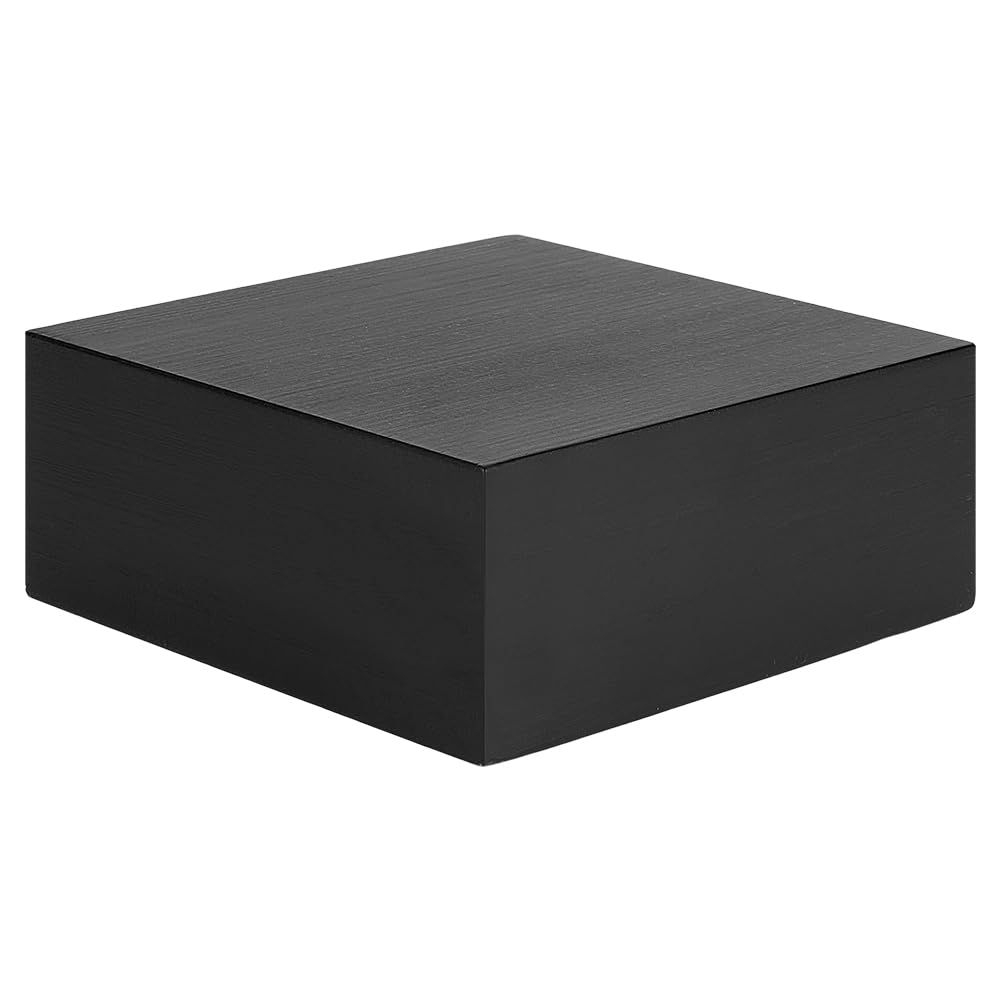PH PandaHall Pine Wood Display Stand Black Minimalism Jewelry Display Stand Pedestals, Square Risers for Necklace Bracelet Ring Perfume Art Display Sculptures and Miniatures, 4.7x4.7x1.96 inch