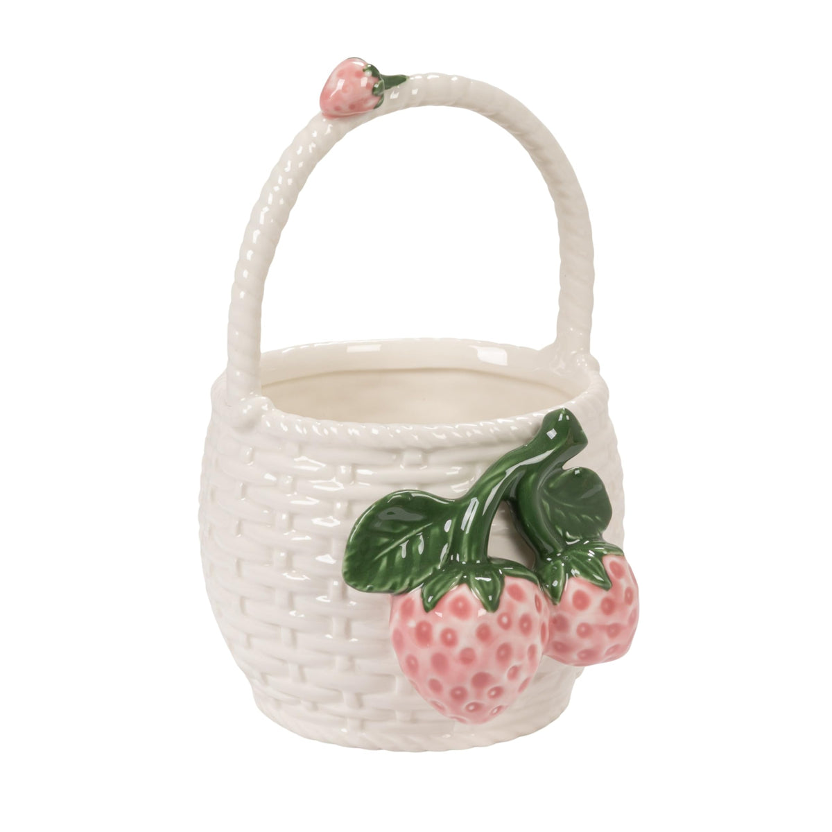 Creative Co-Op Stoneware Strawberry Basket Container