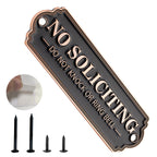 Brass No Soliciting Sign, No Soliciting Sign for House - Solid Brass Wall Plaque Handmade Traditional Home Decor, Elegant No Soliciting Do Not Knock or Ring Bell Sign for Office and Business (Brass No Soliciting Sign, 7 x 2.35 inches)