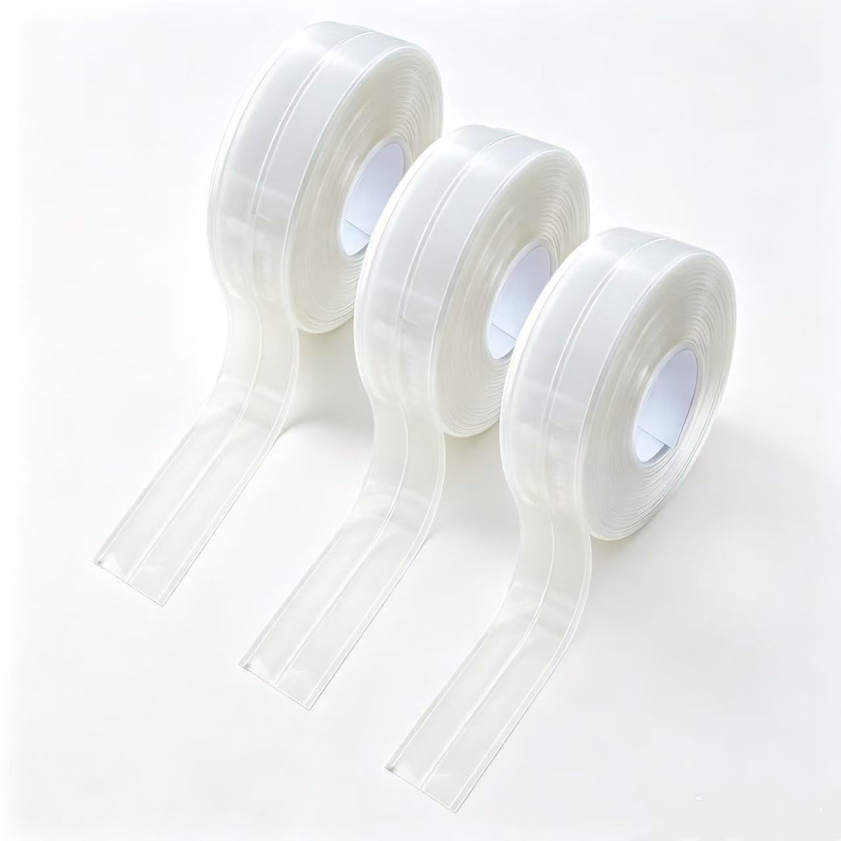 3 Rolls Caulking Tape, Self Adhesive Waterproof Seal Strip for Kitchen Bathroom Sink Tub Toilet, Caulk Sealer Around Base Strip for Wall Corner Edge Protector, 10.5Ft x 1.5In (Clear) Clear