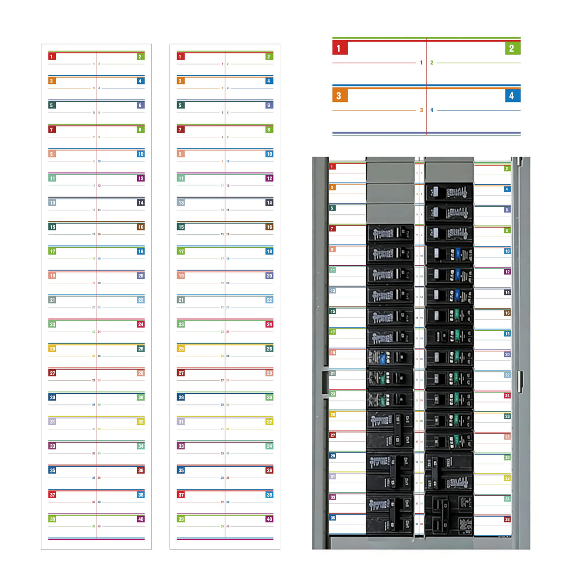 4 Pack 1" Breaker Side 40 Circuits Vinyl Fuse (Colorful) colorful