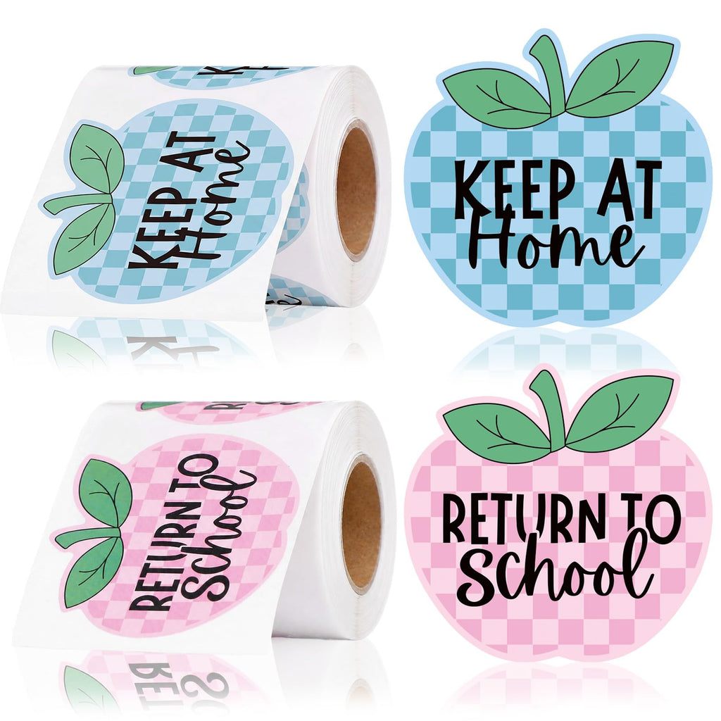 2 Rolls 400 Pcs 2.3"x 2.4" Apple Checked Labels Color Checkered Apple