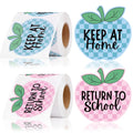 2 Rolls 400 Pcs 2.3"x 2.4" Apple Checked Labels Color Checkered Apple