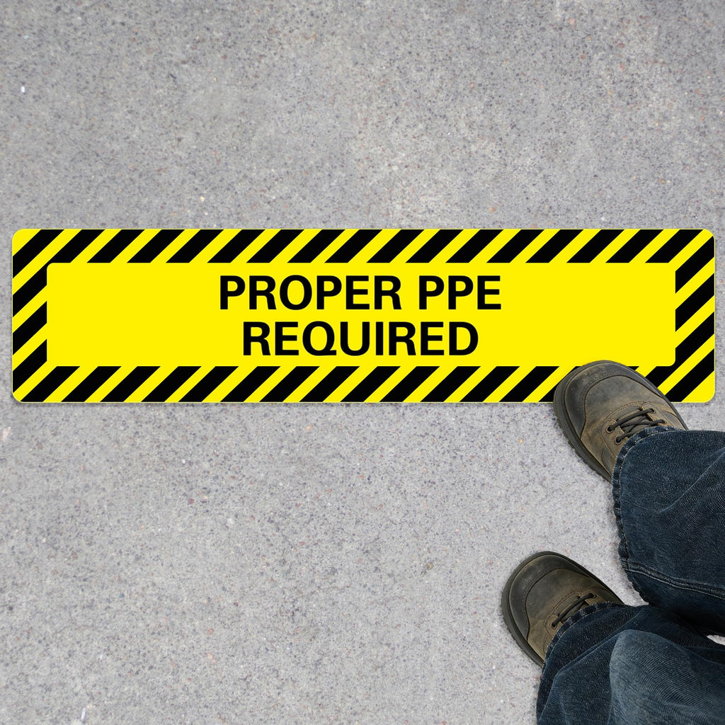 Mifoci 1 Pack Proper Ppe Required Floor Sign Stickers, 6" x 24" Proper Ppe Reouired