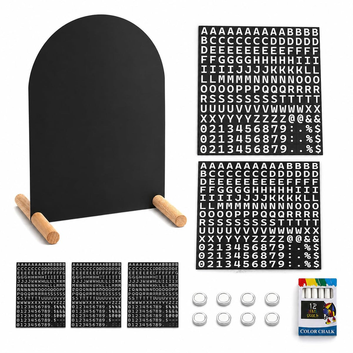 Tabletop Menu Display Stand with Magnetic Letters and Writable Board Matte Black Metal A5 Horizontal (11 × 6.7 in)