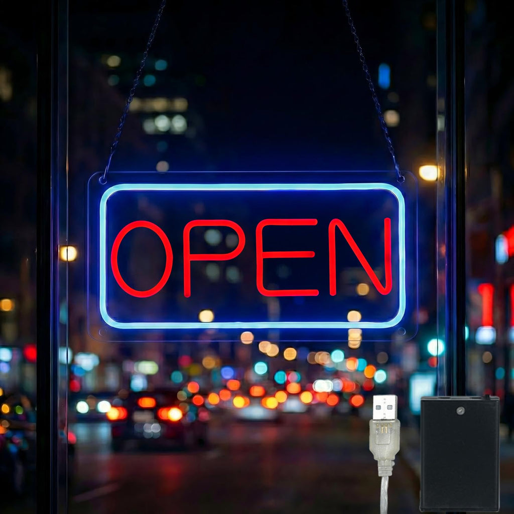 16-Inch 5-Mode Flashing and Dimmable LED Neon Open Sign 16 Inch Horizontal