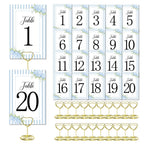 Floral Wedding Table Numbers 1-20 with 20PCS Gold Table Card Holders Something Blue Before I Do Bridal Shower Decorations Blue Hydrangea Tables Number Cards for Wedding Bridal Shower Reception