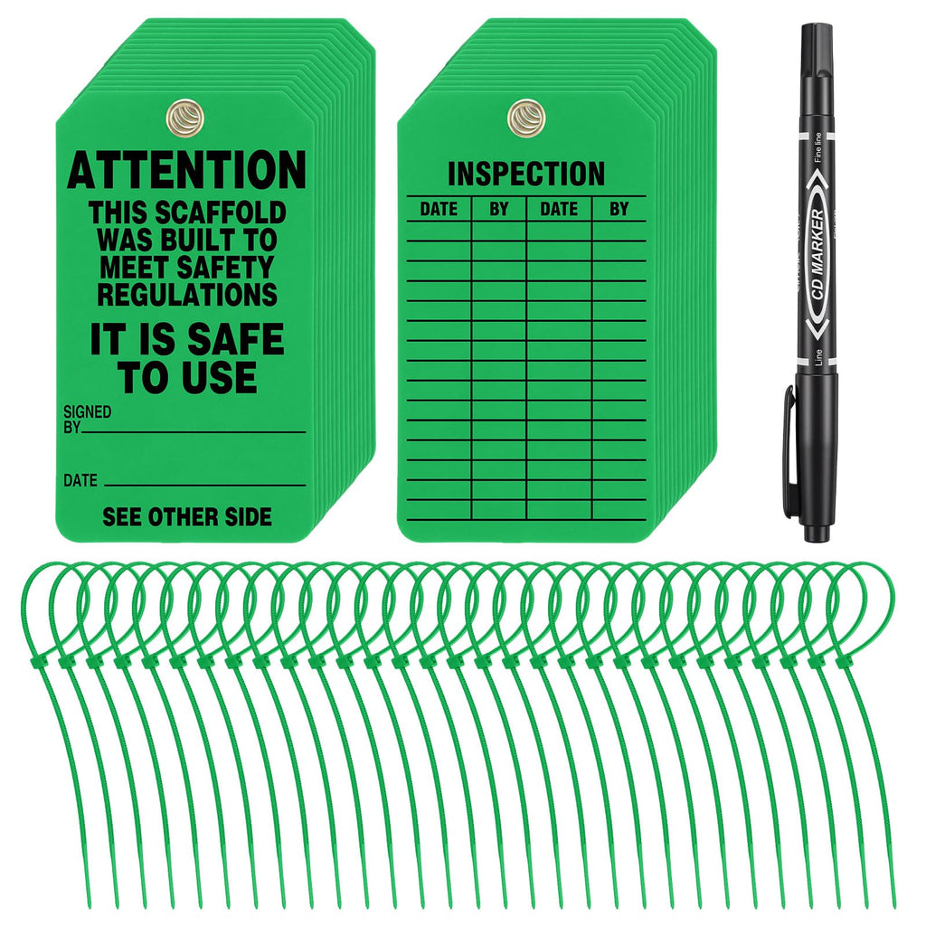 30 Pcs Scaffold Status Tag, 5.75'' x 3.25'' x 0.01'' Attention