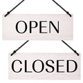 Open Closed Business Sign – Double Sided Real Ash Wood Hanging Open Sign for Storefront Door or Window - White Minimalist We Are Open Sign - 10 x 4 Inch