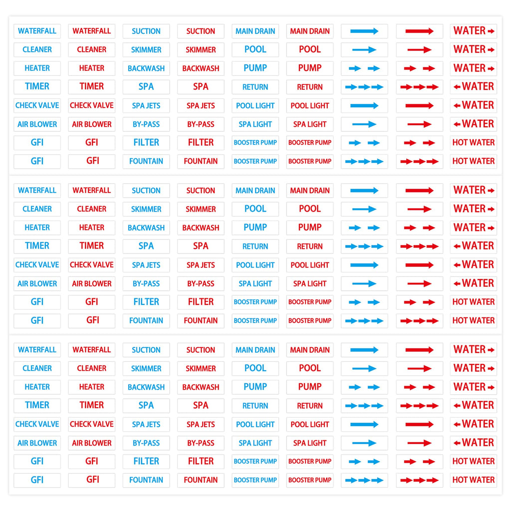 1440 Pcs Pool Equipment Identification Labels Piping Identification Sticker Plumbing Piping Part Labels Swimming Pool Maintenance Label for Swimming Pool Plumbing Spa Equipment