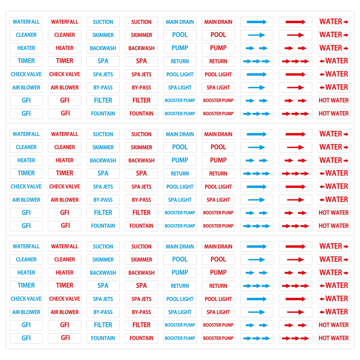 1440 Pcs Pool Equipment Identification Labels Piping Identification Sticker Plumbing Piping Part Labels Swimming Pool Maintenance Label for Swimming Pool Plumbing Spa Equipment