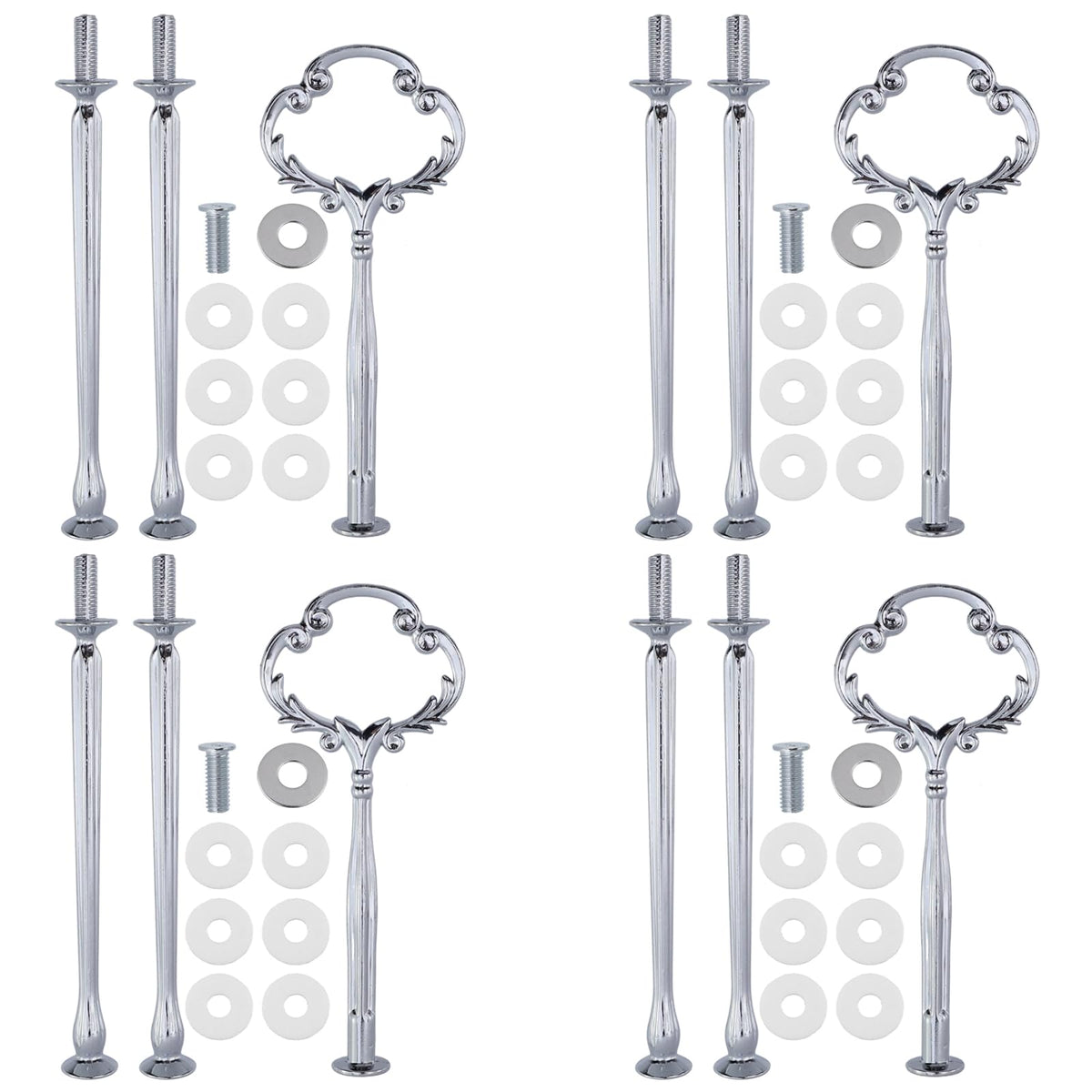 Quluxe 4 Pcs 3 Tier Cake Plate Stand Handle Fitting Hardware