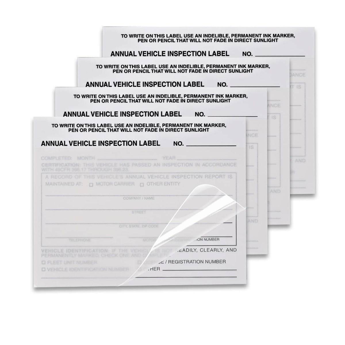 50-Pack Annual Vehicle Inspection Label Stickers, 2-Ply Strong Adhesive Vinyl, DOT Compliant Windshield Decals for Commercial Fleets, Trucks, Trailers, Car Dealerships & Auto Shops