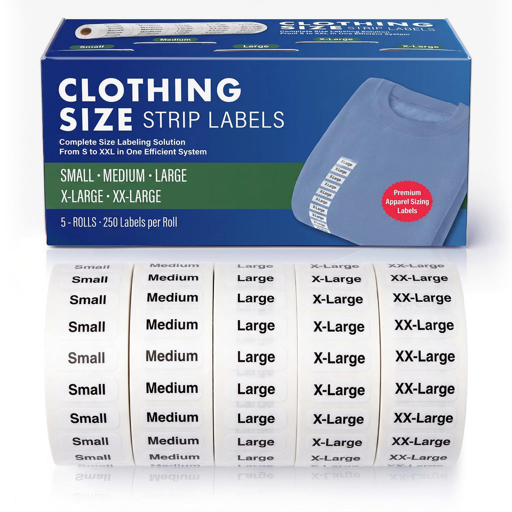 1250pcs Clothing Size Strip Labels Box Set Box Set (1250 ct)