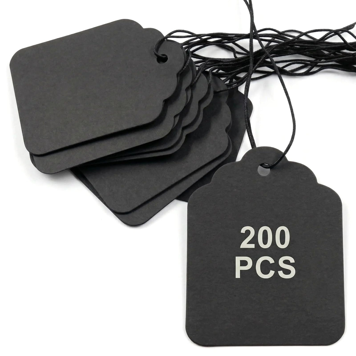 Piutouyar 200 Pcs Price Tags with Elastic String, Black, 45x35 mm 45x35 mm/1.77x1.38 inch