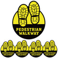 5 Pack Pedestrian Walkway Floor Sticker Sign, 9 x 10.5 Inches 5