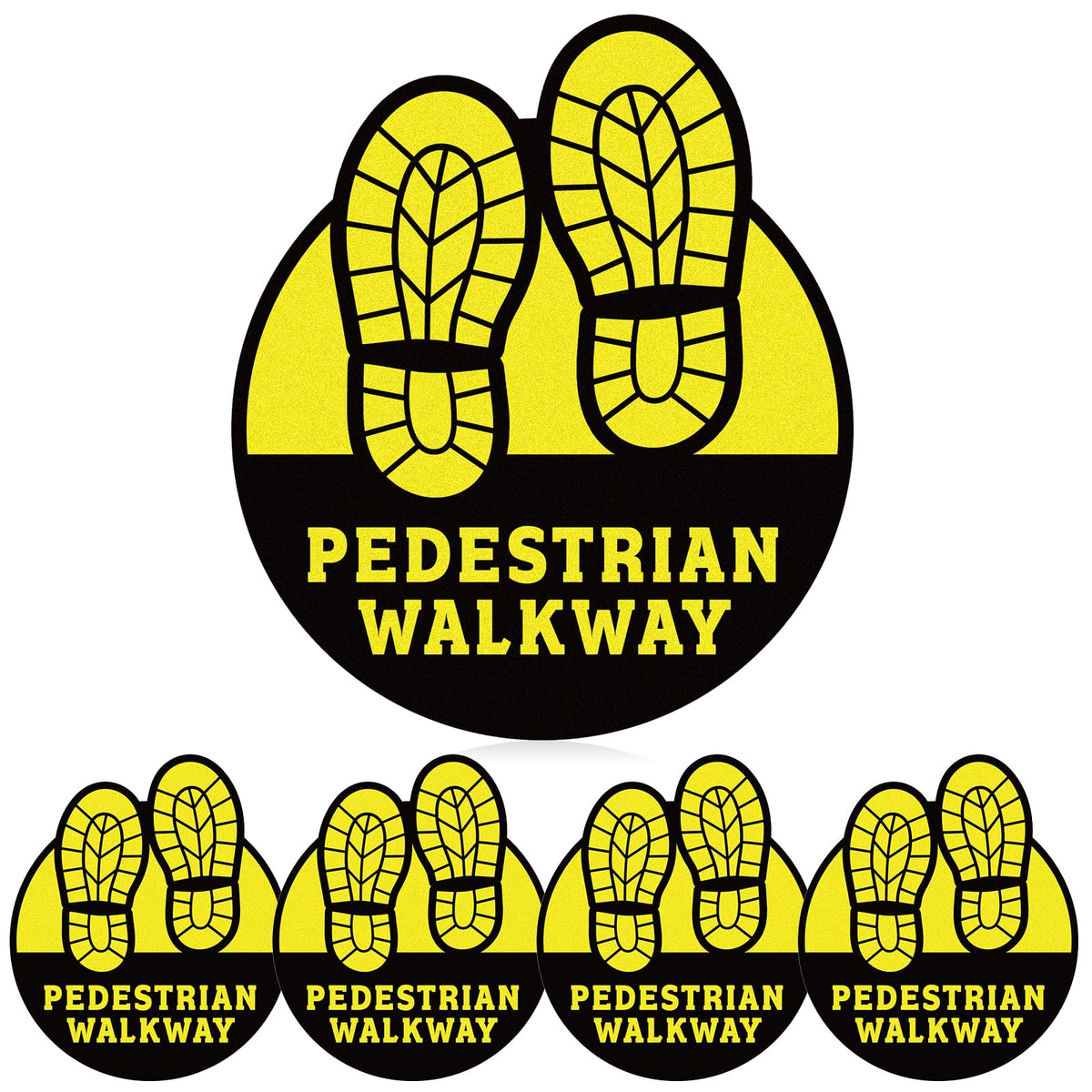 5 Pack Pedestrian Walkway Floor Sticker Sign, 9 x 10.5 Inches 5