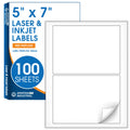 5" X 7" Matte White Printable Half Sheet Shipping Labels 200 Labels