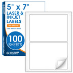 5" X 7" Matte White Printable Half Sheet Shipping Labels 200 Labels