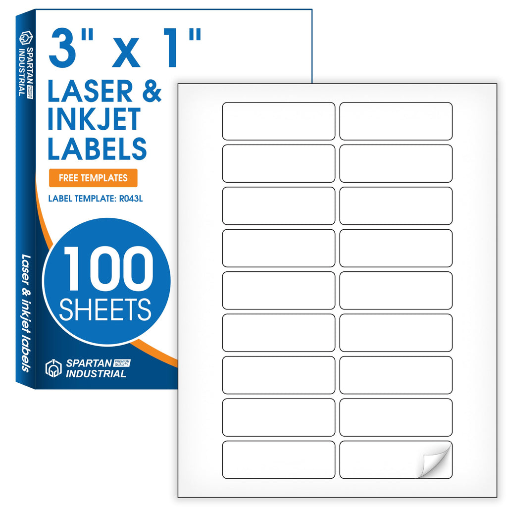 3" X 1" Matte White Printable Address Labels (100 Sheets, 1800 Stickers) 1800 Labels