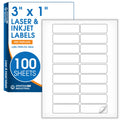 3" X 1" Matte White Printable Address Labels (100 Sheets, 1800 Stickers) 1800 Labels