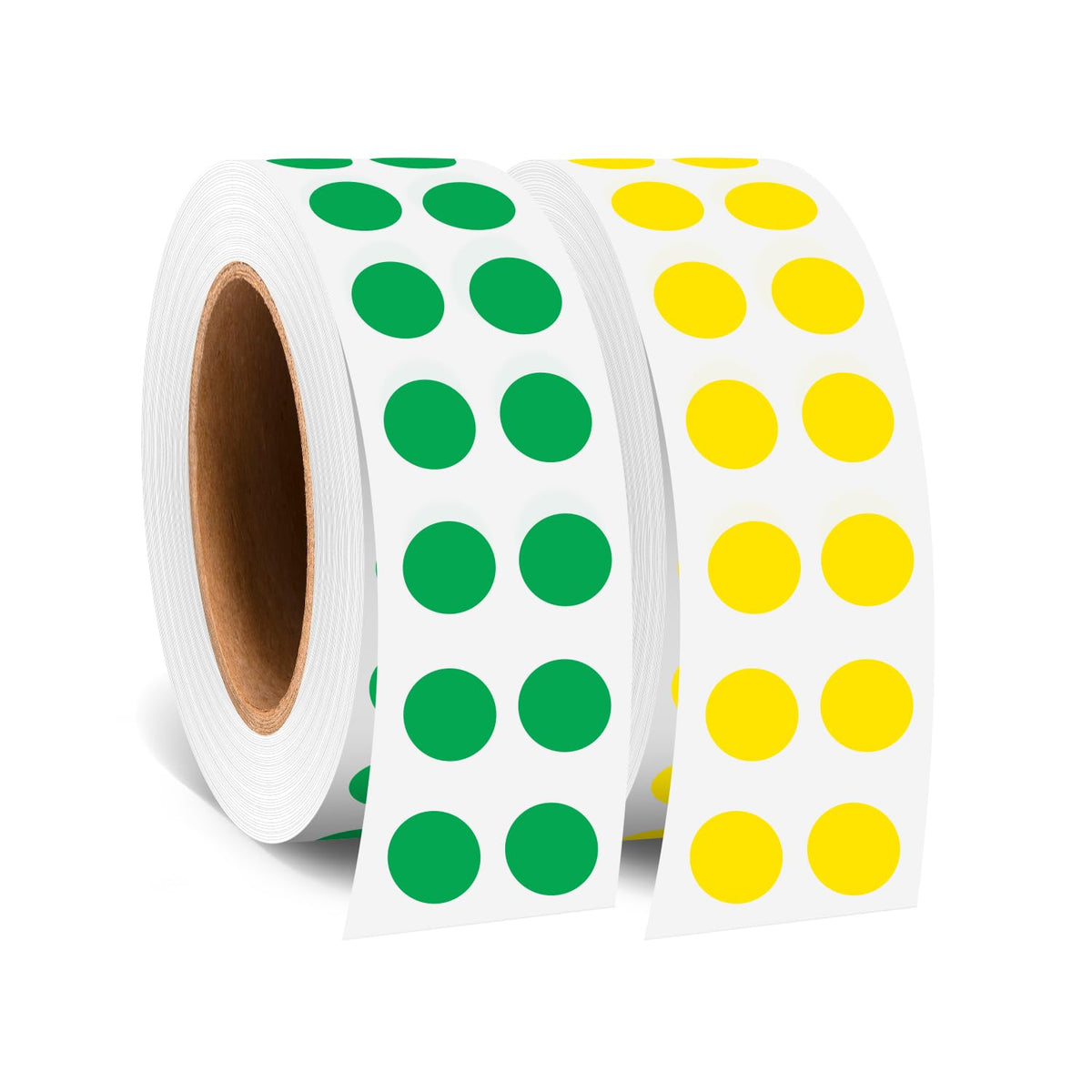0.25 Inch Small Round Stickers Dot Stickers, 2000 PCS Color Dots Green Yellow 2 Rolls-2000PCS