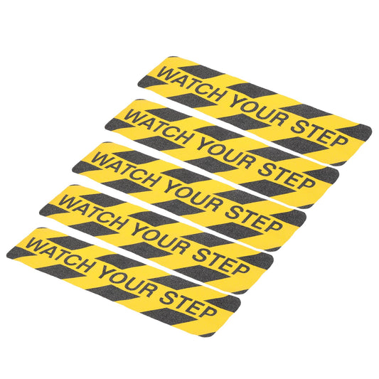 PATIKIL 5Pcs Frosted Non-Slip Tape - 2 ft x 5.91 Inch, Heavy Duty Anti Slip Grip Safety Watch Your Step Tape High Adhesion & Waterproof, Suit for - Outdoor/Stairs, Yellow Black