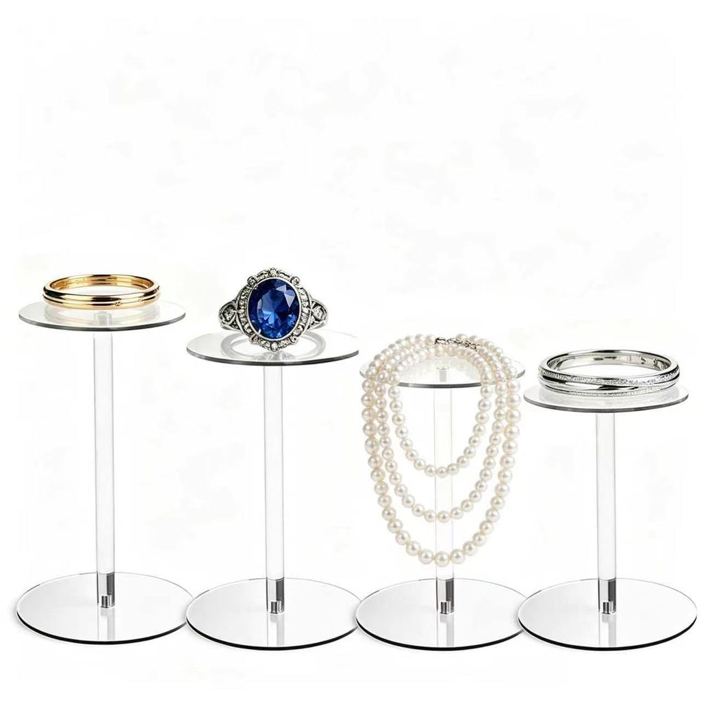 4 Pack Small Round Acrylic Display Risers Stands, Pedestal Stand 4