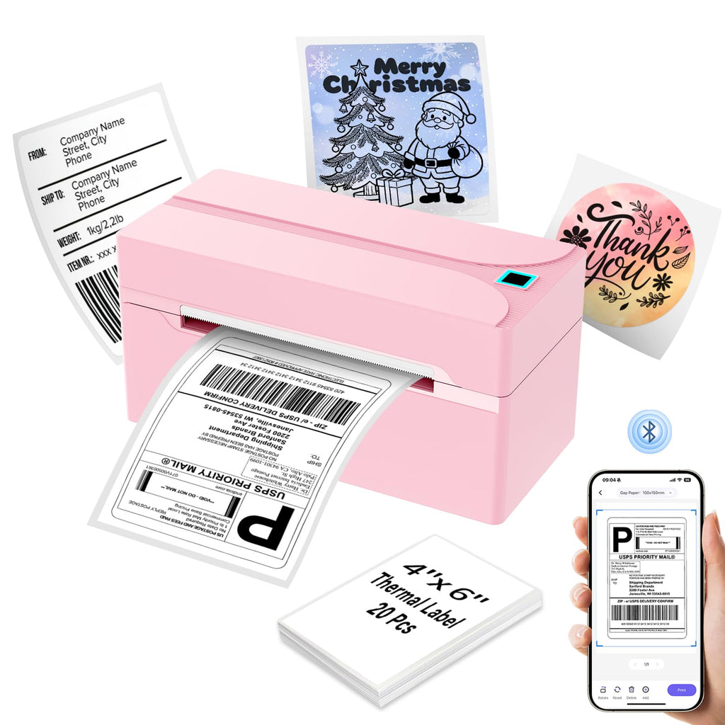 Bluetooth Thermal Label Printer,4x6 Shipping Label Printer Pink