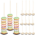 BESTYASH Wooden Donut Display Stand 15 Bases and 15 Rods Dessert Table