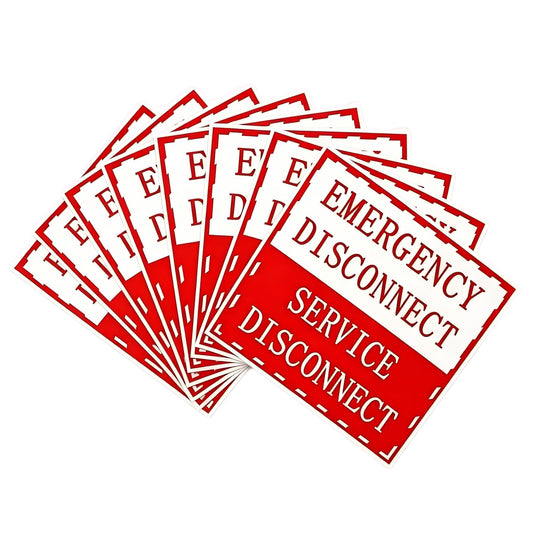 NICEXIYAZI-NEC Compliant Emergency Disconnect Stickers, 5 x 3.5 Inch Warning Labels, Service Disconnect Danger Notice Signs for Indoor & Outdoor Electrical Use
